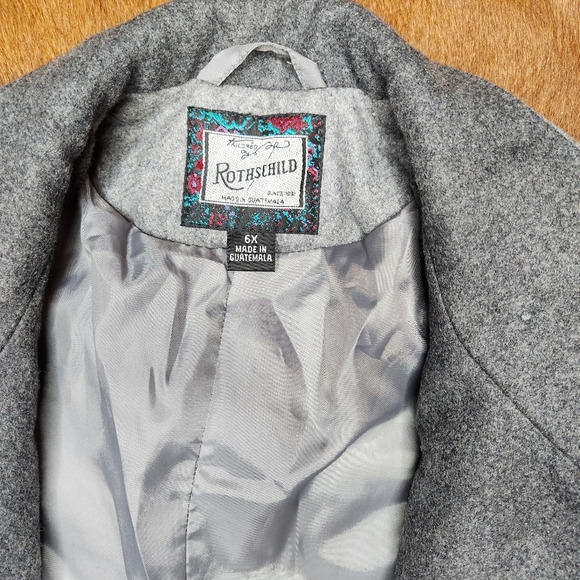 Rothschild Kids Grey Wool Pea Coat size 6 - Picture 5 of 6